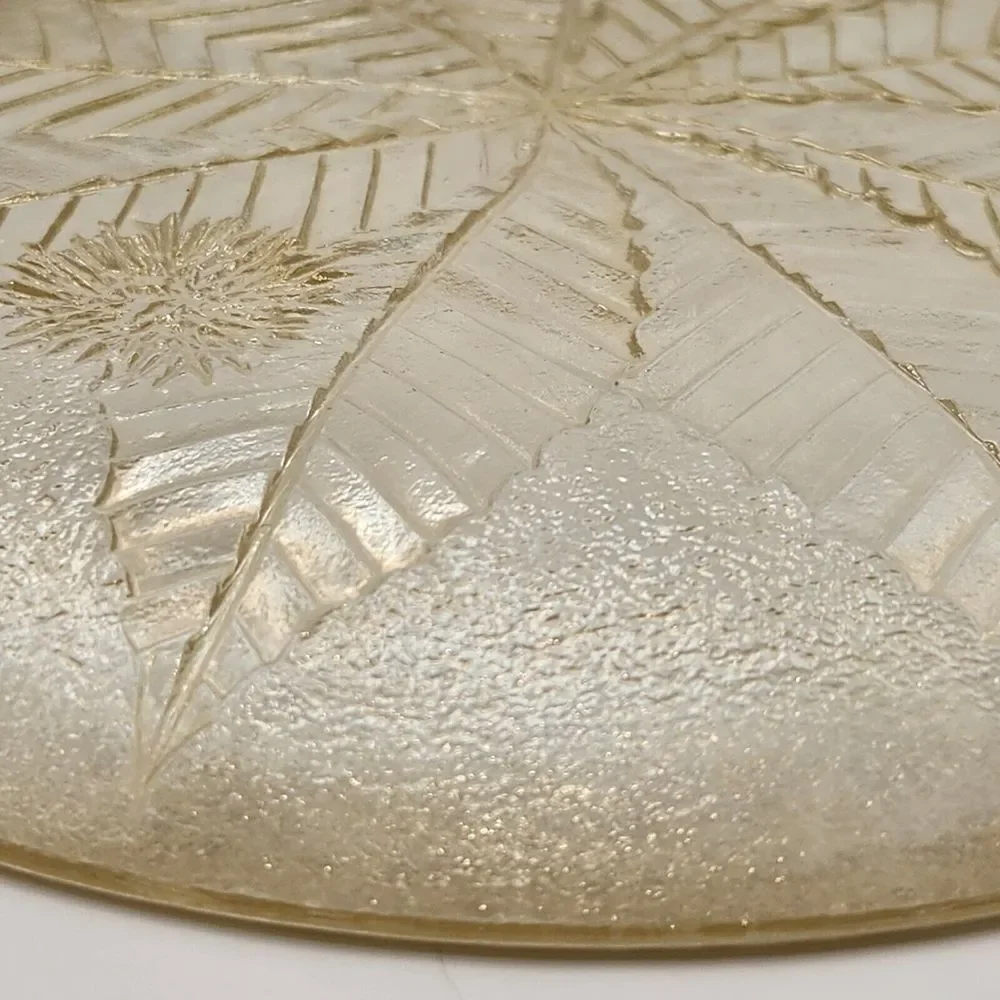 3 Vintage French Luminarc CHATAIGNIER‎ Plates Gold Iridescent Chestnut Tree